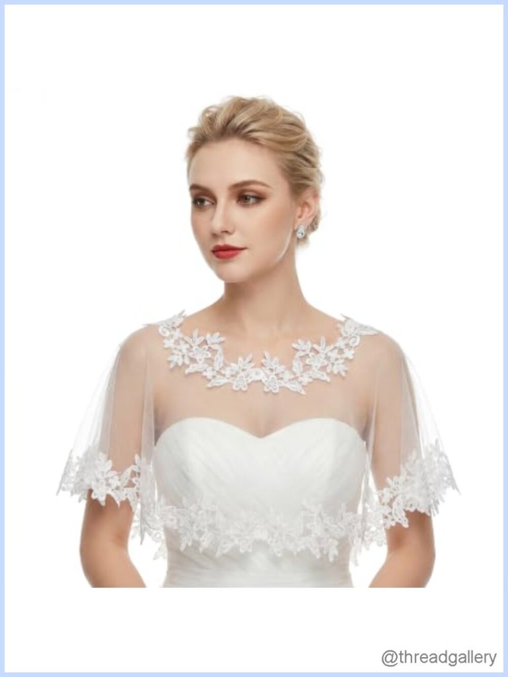 Lace Shawl Wrap Women Evening Dress Bridal Cape Sheer Tulle Wedding Accessory